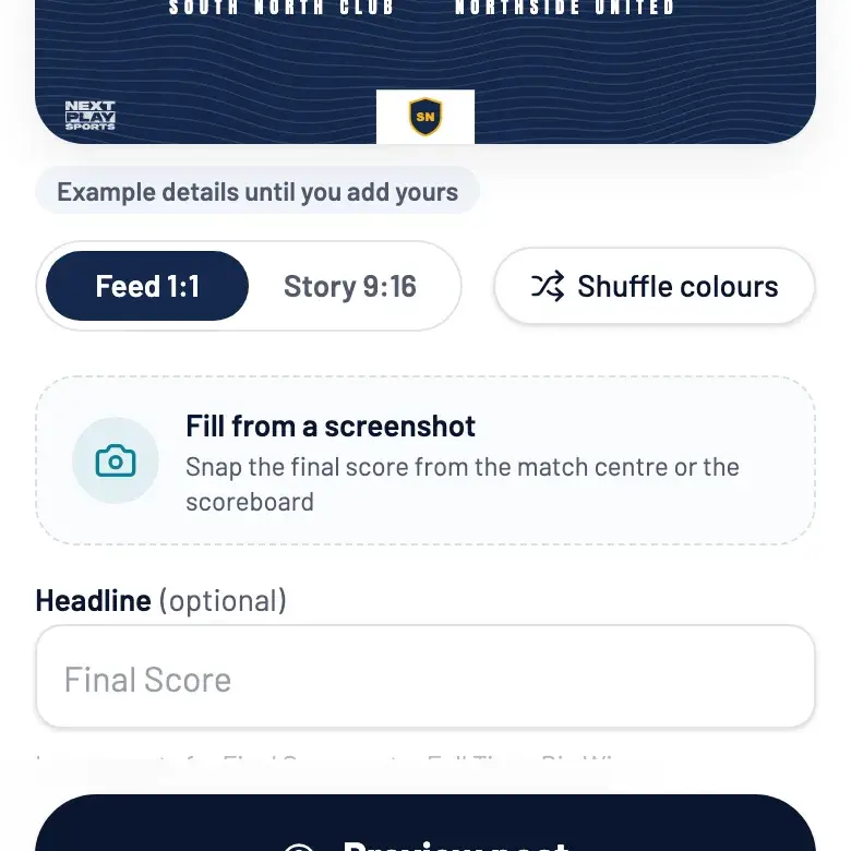 The Fill from a screenshot button in the app