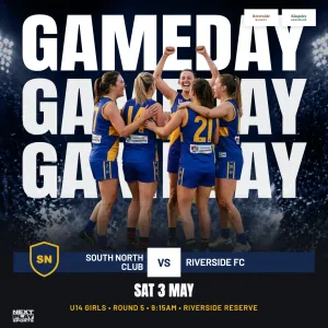 A game day poster made in Next Play Studio for South North Club