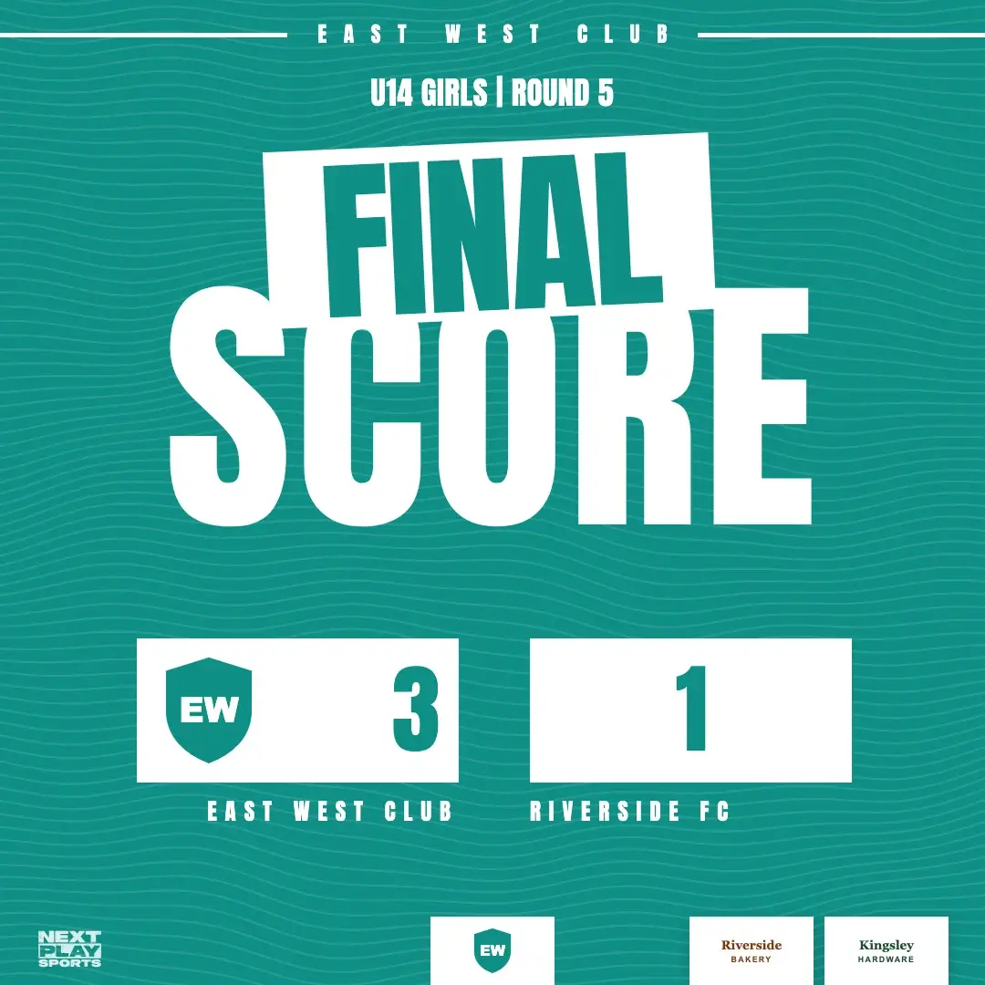 Final score post: 3 to 1 against Riverside FC, in East West Club colours
